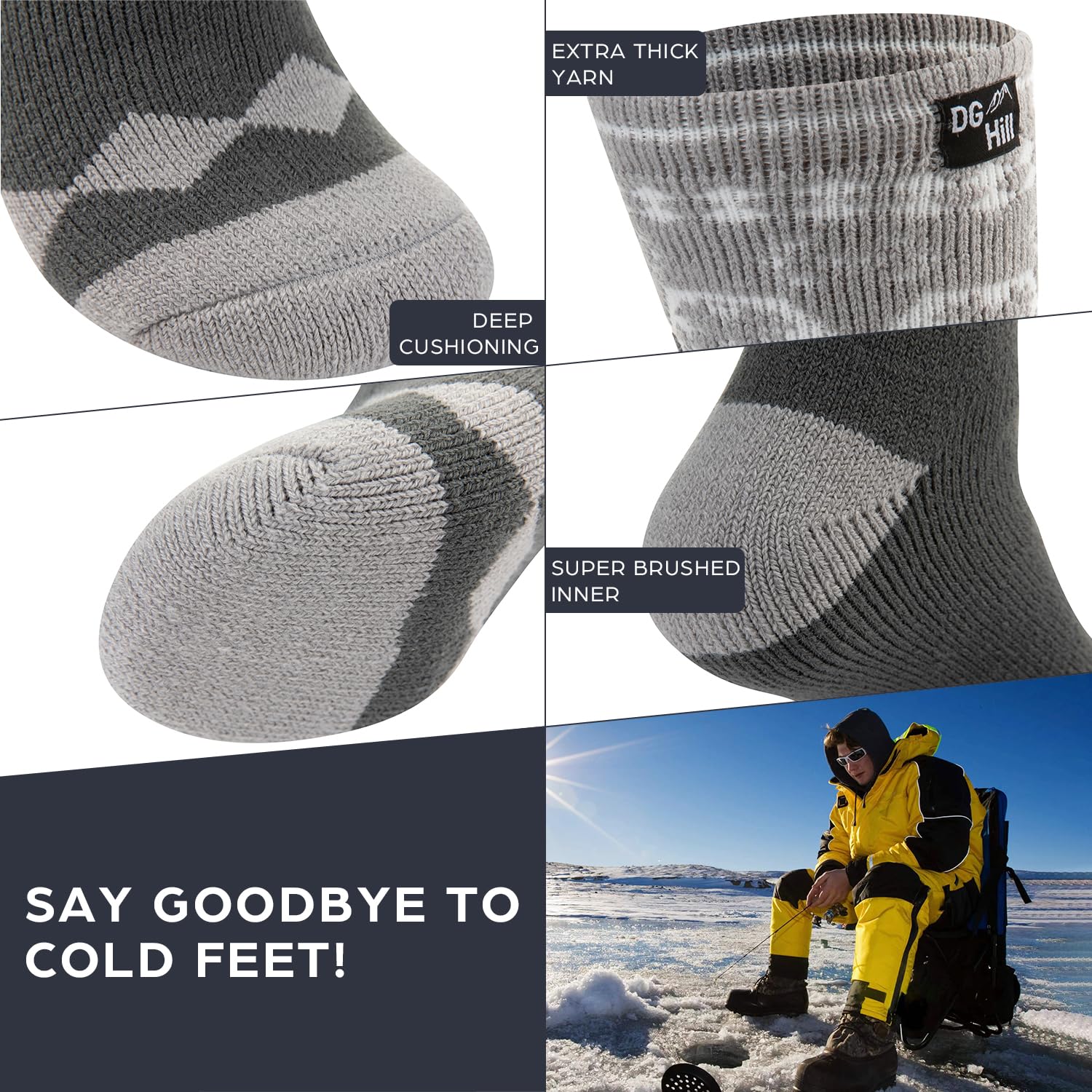 DH Hill Warm Thermal Socks - Warming Winter Socks for Cold Weather - Boot Heated Socks for Hiking Hunting Cycling Athletic Socks
