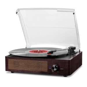 vinyl record player turntable with built-in bluetooth receiver & 2 stereo speakers, 3 speed 3 size portable retro record player for entertainment and home decoration