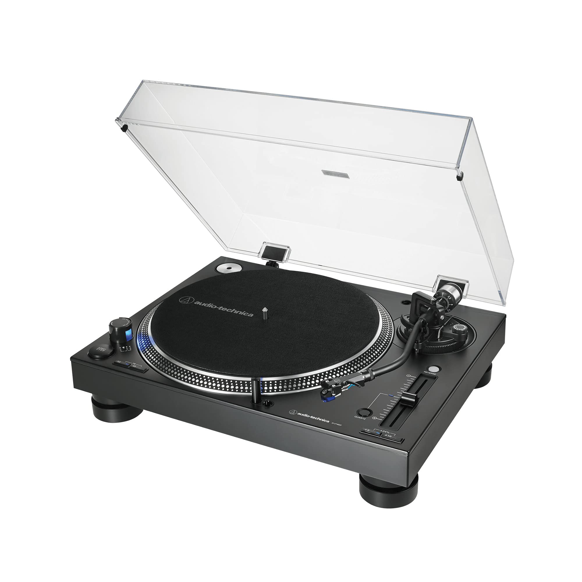 Audio-Technica AT-LP140XP-BK Direct-Drive Professional DJ Turntable, Black, Hi-Fi, Fully Manual, 3 Speed, High Torque Motor