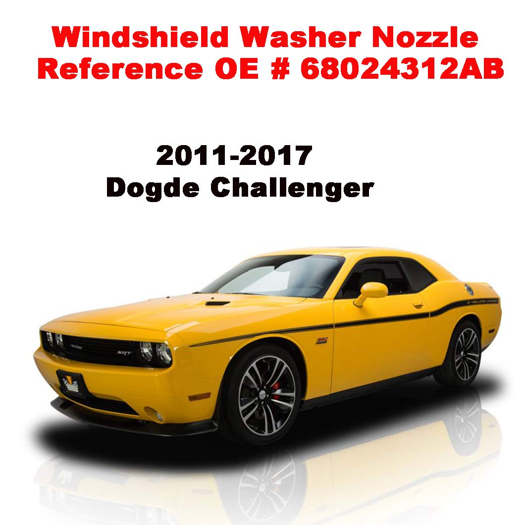 ZHParty 2 Pcs Front Windshield Washer Nozzle Spray 5182327AA, Fits for 2011-2017 Dodge Challenger, Charger, Chrysler 300, 2013-2015 for Dodge Dart - Replaces OEM# 68024312AB, 68081370AB