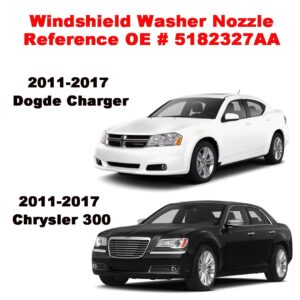 ZHParty 2 Pcs Front Windshield Washer Nozzle Spray 5182327AA, Fits for 2011-2017 Dodge Challenger, Charger, Chrysler 300, 2013-2015 for Dodge Dart - Replaces OEM# 68024312AB, 68081370AB