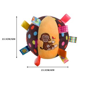 Colorful Taggies Chime Ball - Soft Plush Sensory Rattle Toy as Christmas Gift for Babies Kids Toddlers Infants