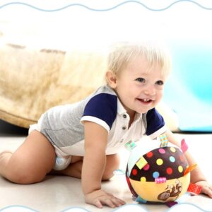 Colorful Taggies Chime Ball - Soft Plush Sensory Rattle Toy as Christmas Gift for Babies Kids Toddlers Infants