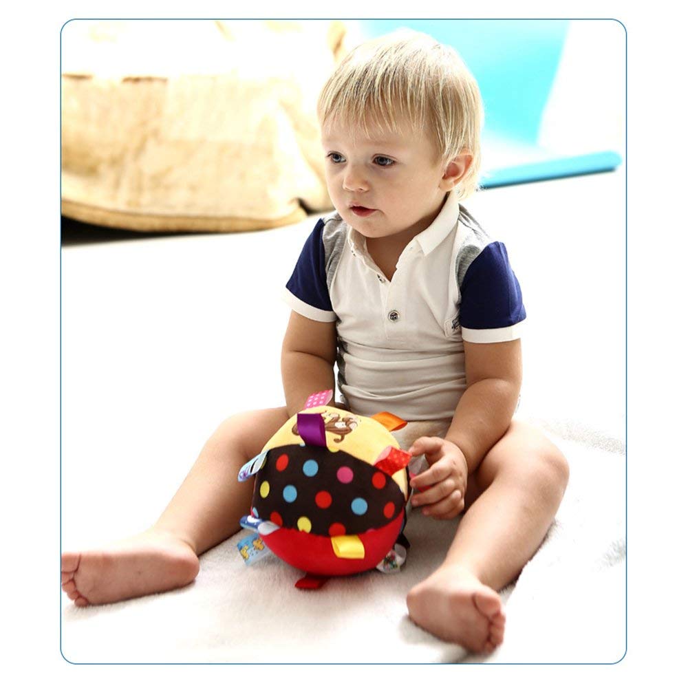 Colorful Taggies Chime Ball - Soft Plush Sensory Rattle Toy as Christmas Gift for Babies Kids Toddlers Infants