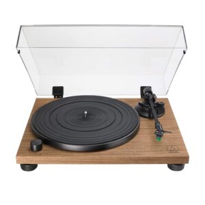 audio-technica at-lpw40wn fully manual belt-drive turntable, 2 speeds, dynamic anti-skate control, carbon-fiber tonearm walnut