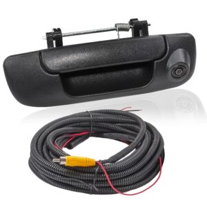 eway tailgate handle backup camera for 2002-2008 dodge ram 1500 2500 3500 tailgate latch door handle aftermarket reverse reversing back up rear view camera rca connector w/ 26ft extension harness