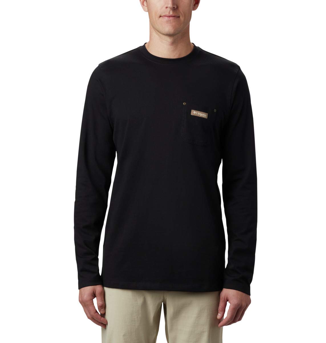 Columbia Men's Roughtail Work Long Sleeve Pocket Tee, Black, Large