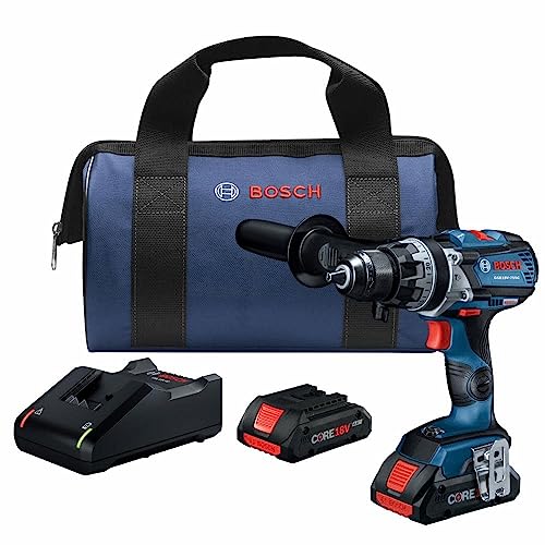 Bosch GSB18V-755CB25 18V EC Brushless Connected-Ready Brute Tough 1/2 In. Hammer Drill/Driver Kit with (2) CORE18V Batteries