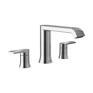 moen t908 genta lx two-handle deck mounted modern roman tub faucet, valve required, chrome