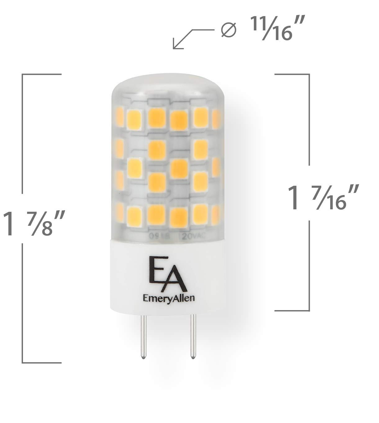 EmeryAllen EA-G8-4.5W-001-279F-D - 4.5 Watt Miniature Bi Pin LED Bulb - 2700K