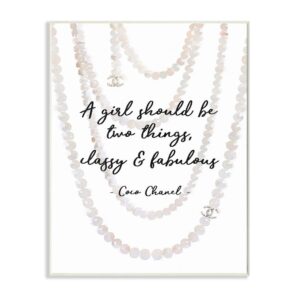 stupell industries classy and fabulous fashion quote with pearls wall plaque, 10 x 15, off- white
