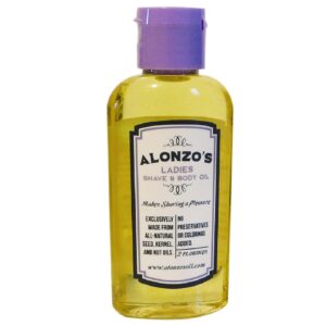 Alonzo’s Sensational Shave - Shaving Oil for Women (2 Oz Bottle) All-Natural Pre-Shave & After Shave Oil for Smooth Legs and Soft Bikini Area - Moisturizes & Calms Irritated Skin from Razor Burn