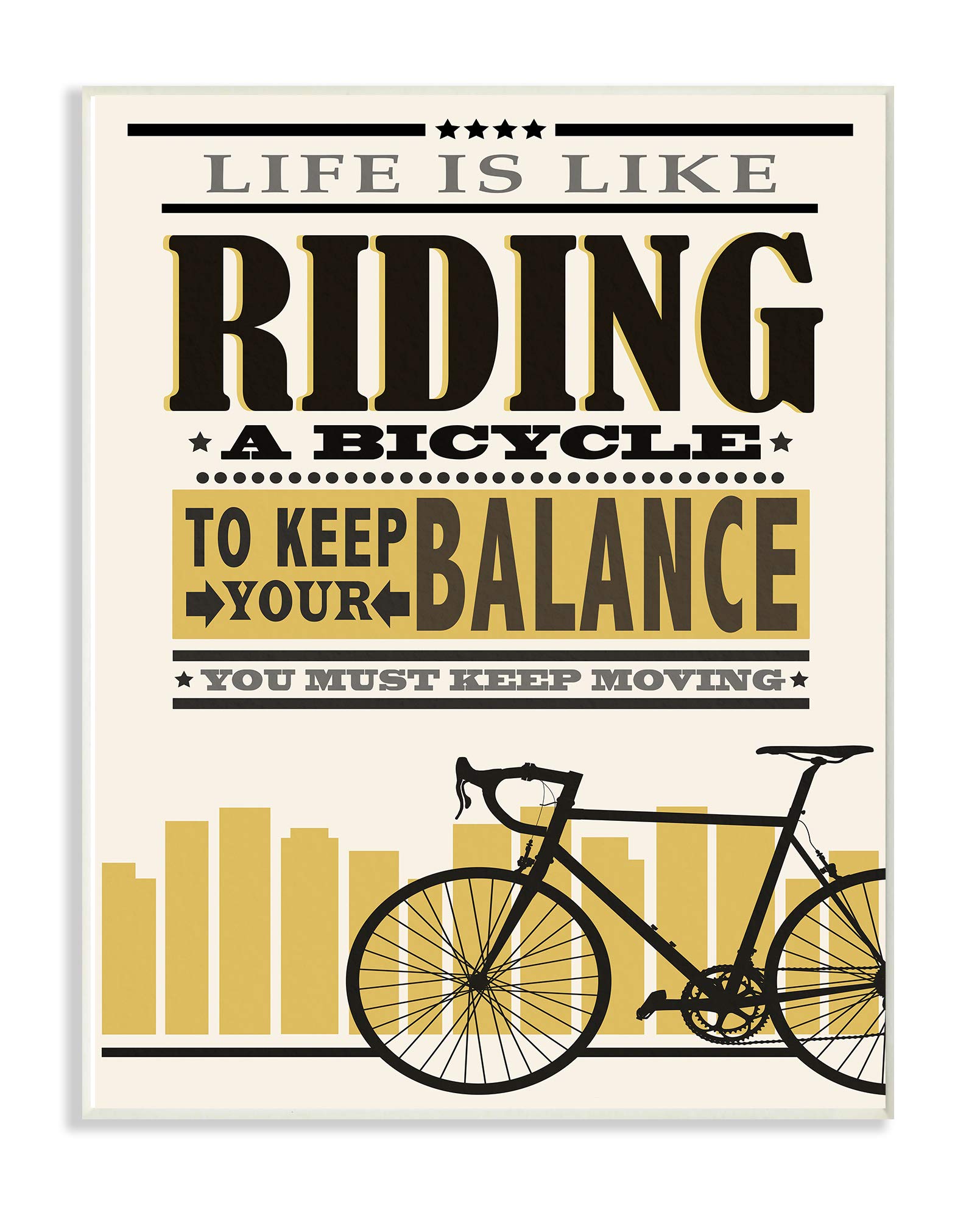 Stupell Industries Yellow Life is Like Riding a Bicycle Typography Wall Plaque, 10 x 15, Multi-Color