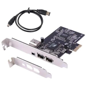 eliater pcie firewire card for windows 10, ieee 1394a pci express controller 4 ports(3 x 6 pin and 1 x 4 pin), 1394a firewire 400 adapter for windows 7/8/11/mac os with low profile bracket and cable