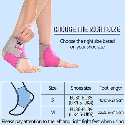 ONTYZZ 1 Pair Kids Ankle Brace Ankle Compression Sleeve Adjustable Ankle Support Brace for Football Basketball Dancing Pink/M