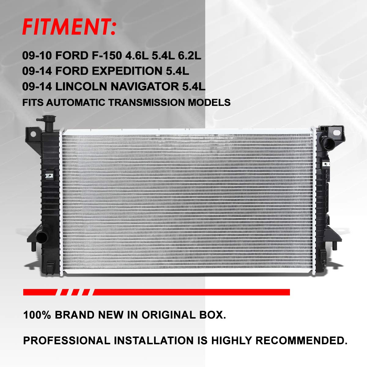 DPI 13099 Factory Style 1-Row Cooling Radiator Compatible with Ford F-150 Expedition Lincoln Navigator 4.6L 5.4L 6.2L AT 2009-2014, Aluminum Core