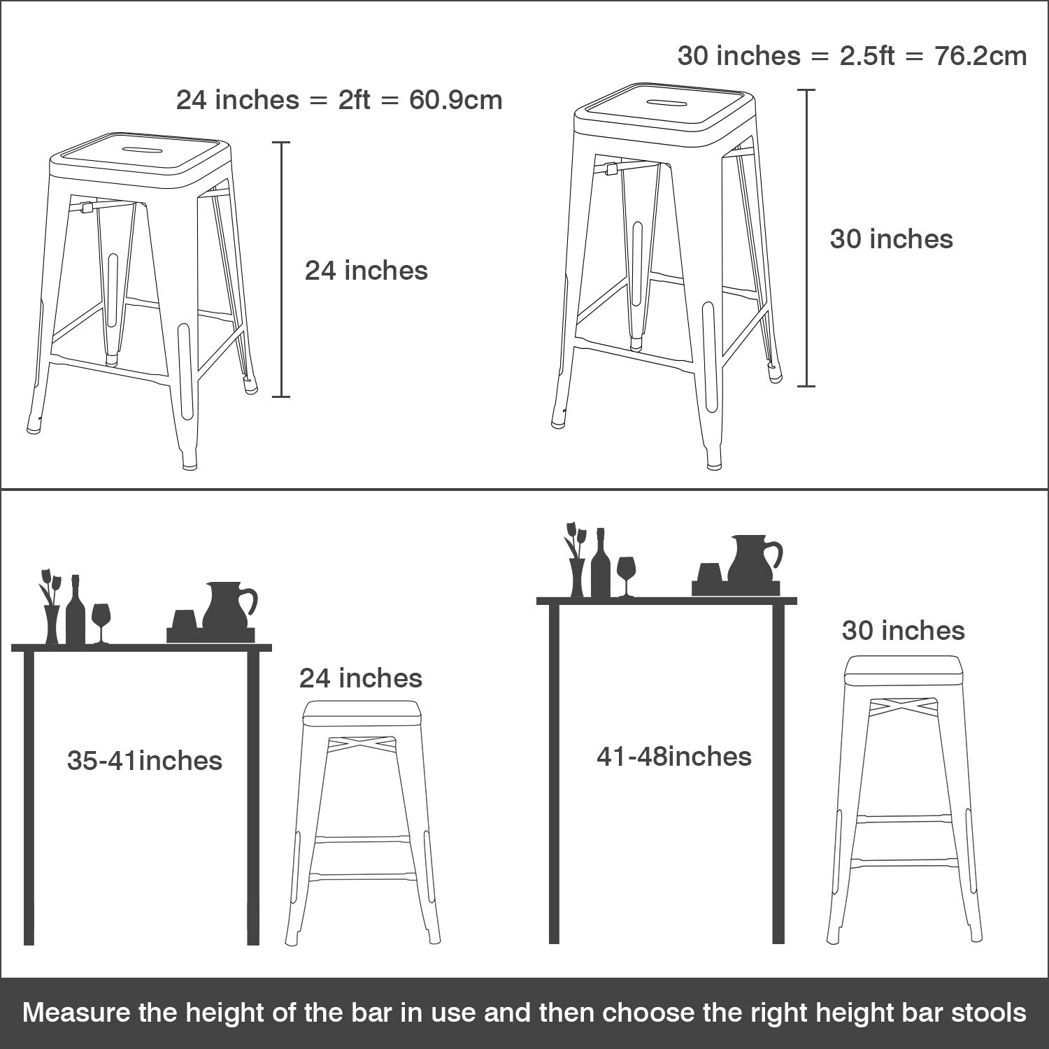 Devoko Metal Bar Stools 24" Indoor Outdoor Stackable Barstools Modern Style Industrial Vintage Counter Bar Stools Set of 4 (24 inch, Yellow)