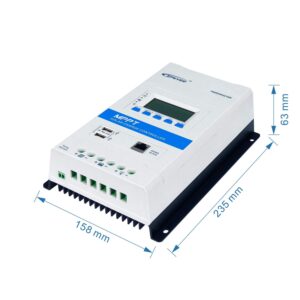 EPEVER MPPT Charge Controller 30A 12V/24V Auto 390W/12V,780W/24V TRIRON3210N DS2 UCS Intelligent Modular-Designed Regulator with PC Software and Moblie APP