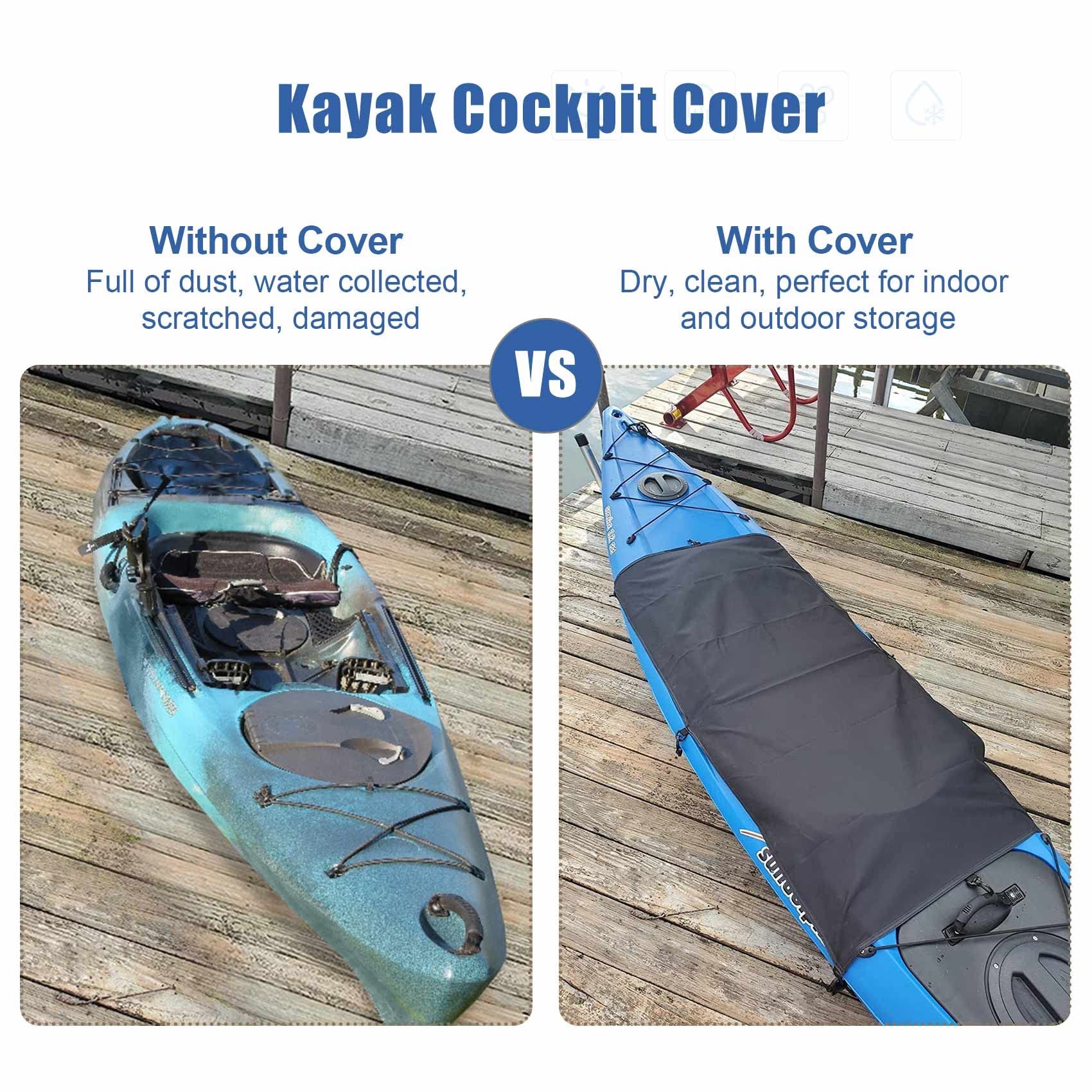 Explore Land Universal Kayak Cockpit Drape Waterproof Seal Cockpit Cover for Indoor and Outdoor 2 Pack - Large 60 x 29 inch, Black