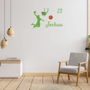 Basketball Player Personalized Name Nursery Wall Decal Vinyl Sticker | Multiple Font Options | Custom Kids Room Décor | Bedside Decals | Children’s Room | Car | Laptop