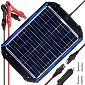 suner power 18w 12v solar battery trickle charger & maintainer pro, built-in intelligent mppt charge controller, waterproof 12 volt solar panel charging kits for car auto marine rv trailer boat camper