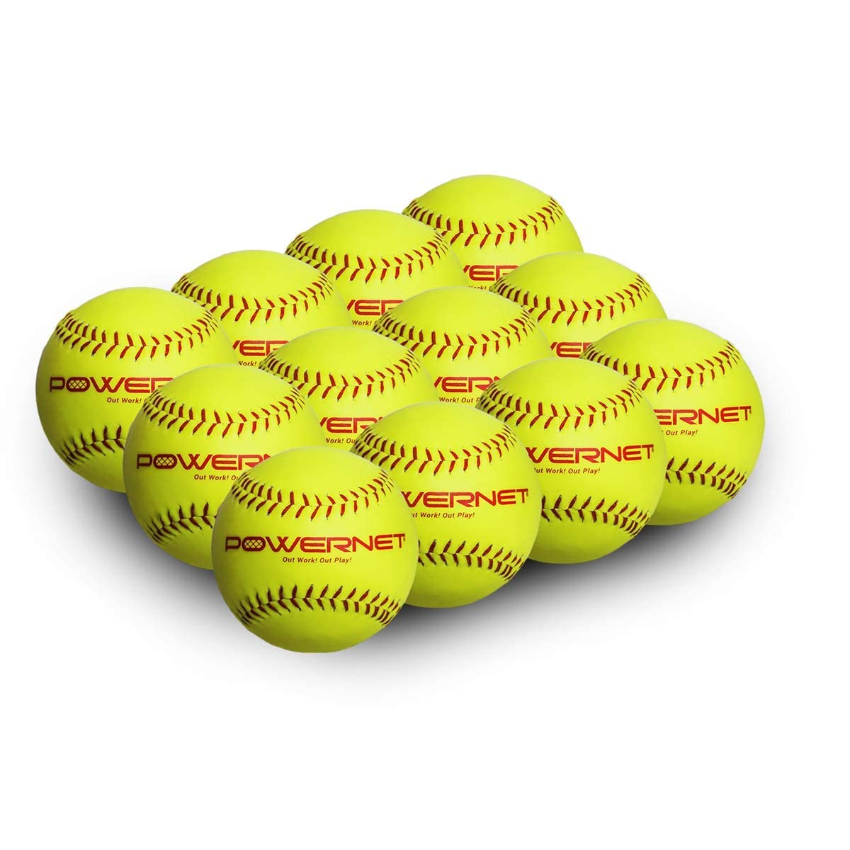 PowerNet Corbin Carroll Practice Softballs | 12 PK Recreation Grade 12" Balls | Perfect for Softball Soft Toss, Batting, Fielding, Hitting, Pitching, Practice or Training (Yellow | 12 Pack)