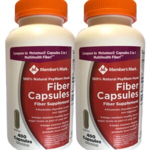 Member's Mark Fiber Capsules 2Pack (400 Count) Psyllium Husk is The #1 Doctor-Recommended Fiber Supplement.