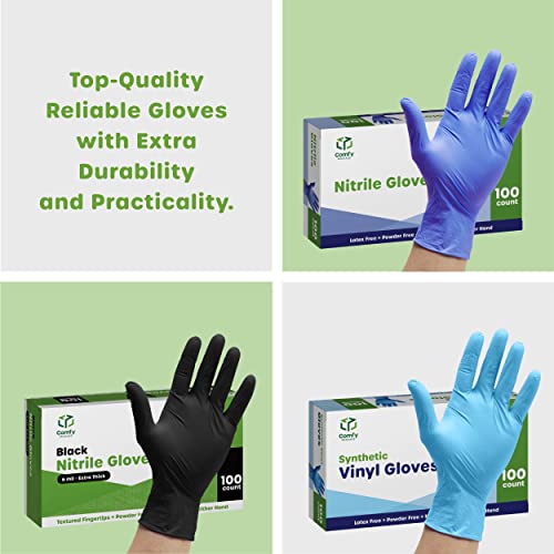 Comfy Package [100 Count Disposable Vinyl Gloves, Powder Free, Latex Free, Clear Gloves for Cooking and cleaning - X-large