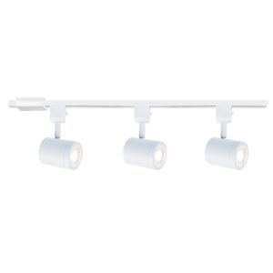 wac lighting, charge led 10w energy star 3 light track kit with floating canopy feed and 4ft track with end caps 3000k in white