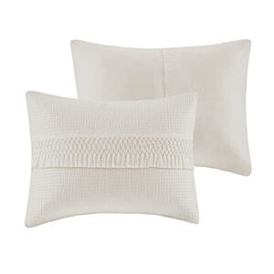 Madison Park Amaya 100% Cotton Duvet Set - Seersucker Design with Tassel Trims Accent, Breathable Cover for Comforter, All Season Bedding with Matching Sham, King/Cal King(104"x92") Ivory 3 Piece