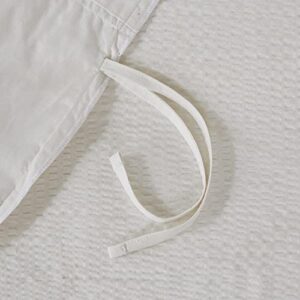 Madison Park Amaya 100% Cotton Duvet Set - Seersucker Design with Tassel Trims Accent, Breathable Cover for Comforter, All Season Bedding with Matching Sham, King/Cal King(104"x92") Ivory 3 Piece