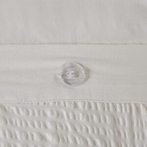 Madison Park Amaya 100% Cotton Duvet Set - Seersucker Design with Tassel Trims Accent, Breathable Cover for Comforter, All Season Bedding with Matching Sham, King/Cal King(104"x92") Ivory 3 Piece