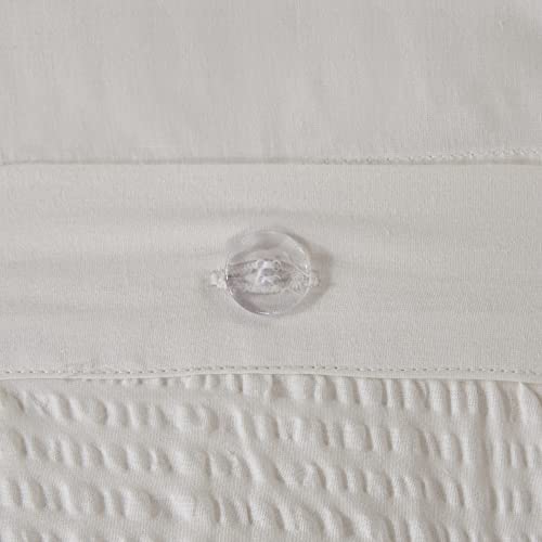 Madison Park Amaya 100% Cotton Duvet Set - Seersucker Design with Tassel Trims Accent, Breathable Cover for Comforter, All Season Bedding with Matching Sham, King/Cal King(104"x92") Ivory 3 Piece