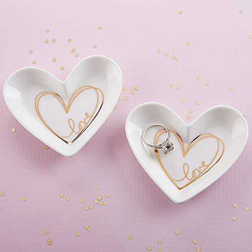 Kate Aspen Shaped Ceramic with Gold Foil Trinket Dish, Love Heart Small,