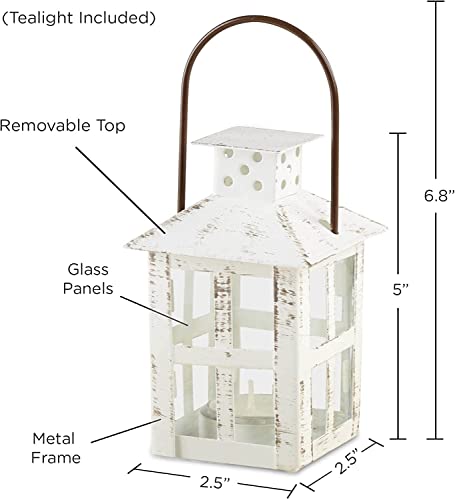 Kate Aspen Rustic Farmhouse White Candle Holder, Wedding, Centerpiece Table, Home, Shelf, 5 inch Decorative Lantern