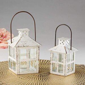 Kate Aspen Rustic Farmhouse White Candle Holder, Wedding, Centerpiece Table, Home, Shelf, 5 inch Decorative Lantern