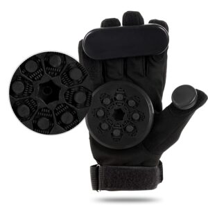 LOSENKA Skateboard Gloves with Sliders，Standard Longboard Downhill Slide Gloves Skate Gloves with 2 Slider Puck Set (Black)