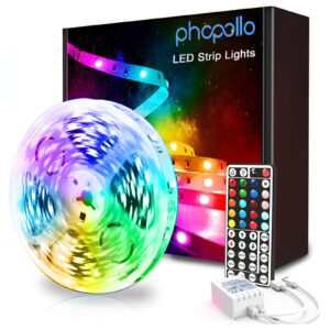 phopollo led strip lights 32.8ft, color changing led lights for bedroom, kitchen, cabinet decoration, with 12v power supply and 44-key remote