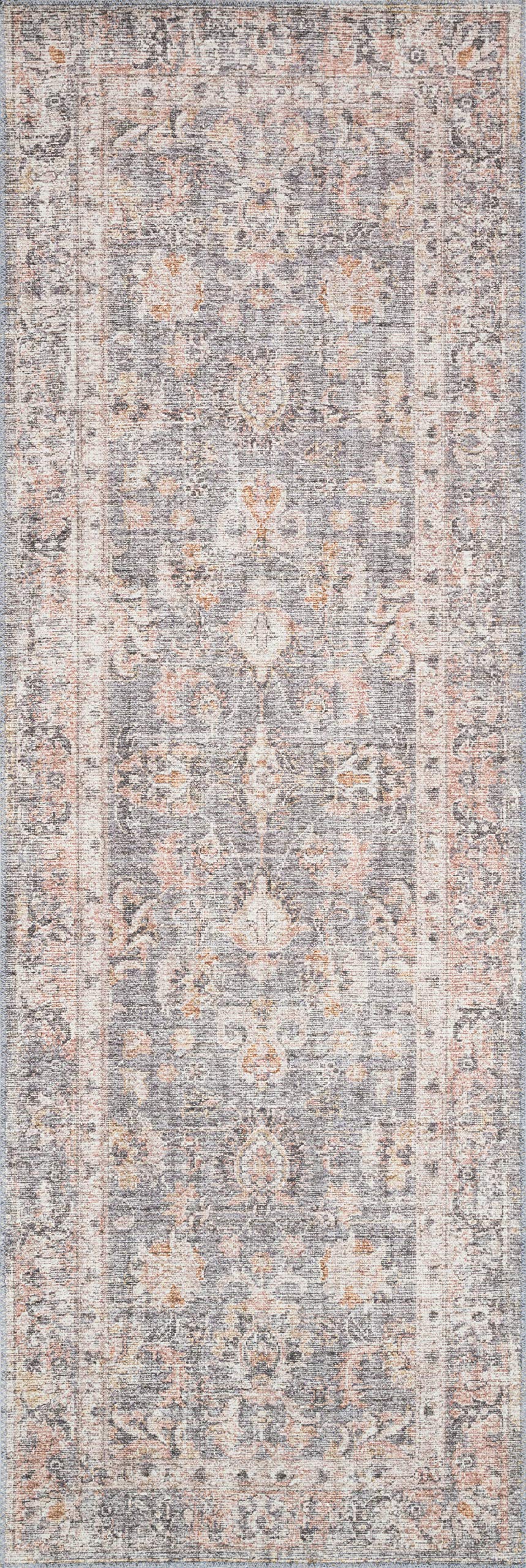 Loloi II Skye Collection SKY-01 Grey/Apricot 5'-0" x 7'-6", 13" Thick,Area Rug,Soft,Durable,Vintage Inspired,Distressed,Low Pile,Non-Shedding,Easy Clean,Printed,Living Room Rug