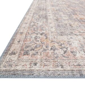 Loloi II Skye Collection SKY-01 Grey/Apricot 5'-0" x 7'-6", 13" Thick,Area Rug,Soft,Durable,Vintage Inspired,Distressed,Low Pile,Non-Shedding,Easy Clean,Printed,Living Room Rug