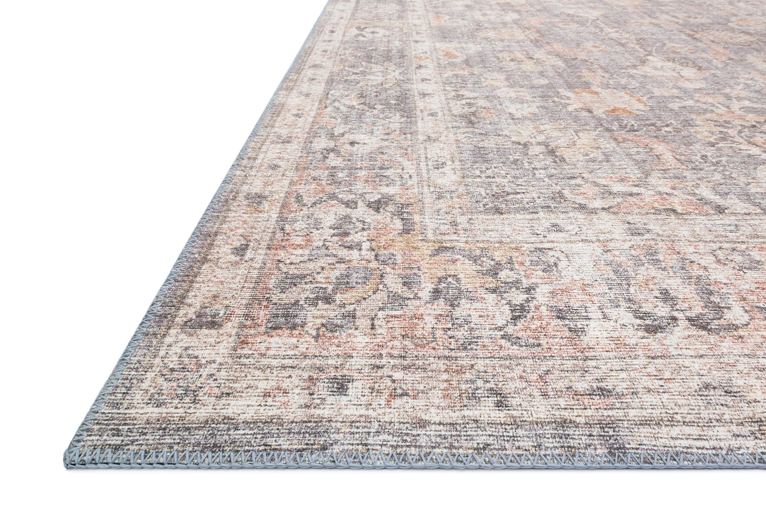 Loloi II Skye Collection SKY-01 Grey/Apricot 5'-0" x 7'-6", 13" Thick,Area Rug,Soft,Durable,Vintage Inspired,Distressed,Low Pile,Non-Shedding,Easy Clean,Printed,Living Room Rug