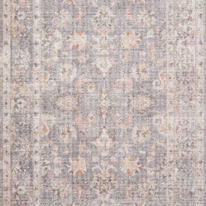 Loloi II Skye Collection SKY-01 Grey/Apricot 5'-0" x 7'-6", 13" Thick,Area Rug,Soft,Durable,Vintage Inspired,Distressed,Low Pile,Non-Shedding,Easy Clean,Printed,Living Room Rug