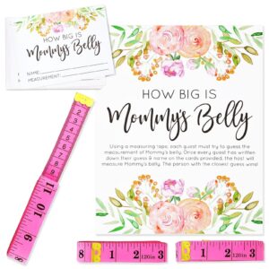 sparkle and bash baby shower how big is mommys belly game with 24 cards, 3 pink measuring tapes, 1 sign (28 piece set)