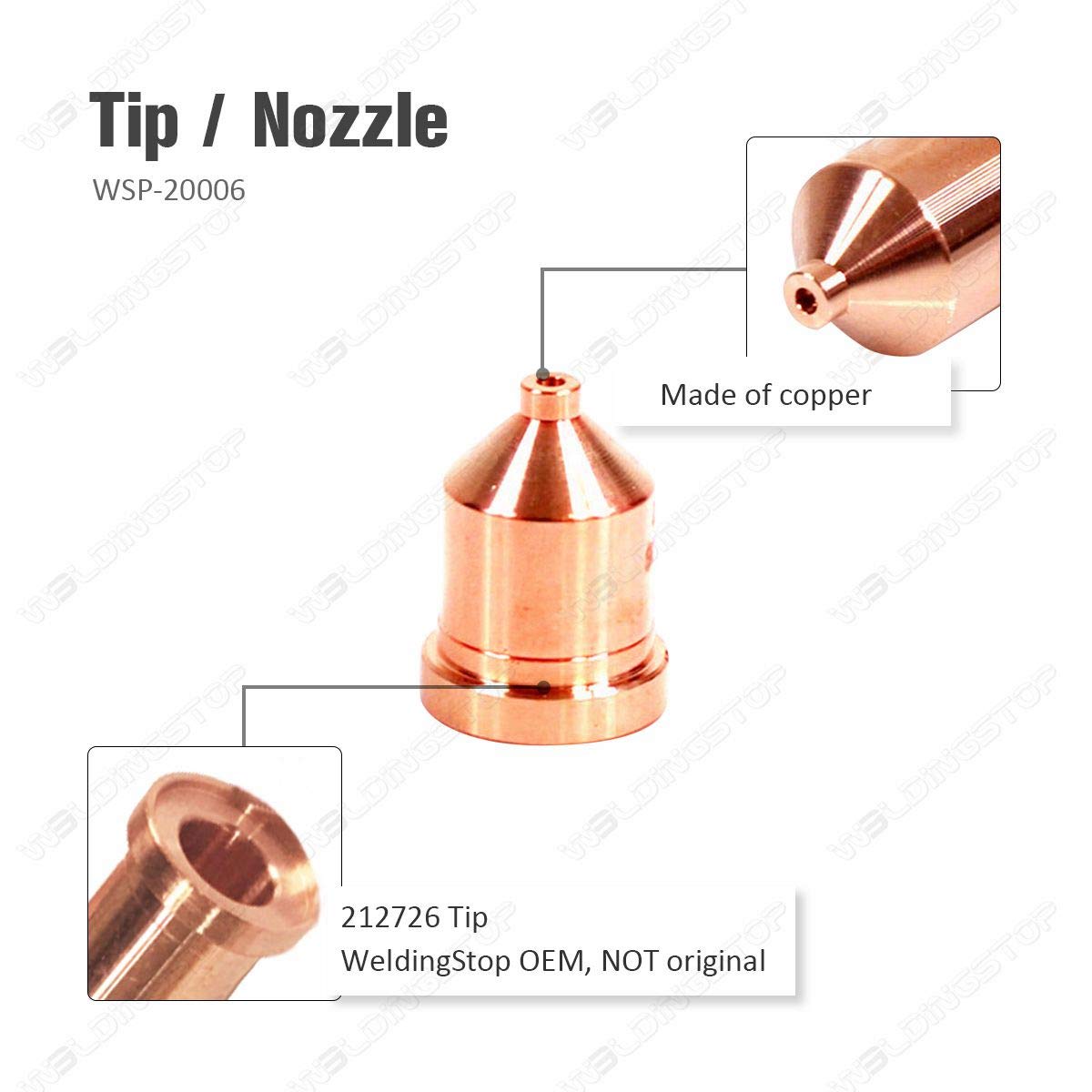 WeldingStop Electrode Tip Nozzle Drag Shield Cup for Miller Spectrum 3080 Plasma Cutter ICE-80CX Torch Pack-23 (212724,212726,212730)