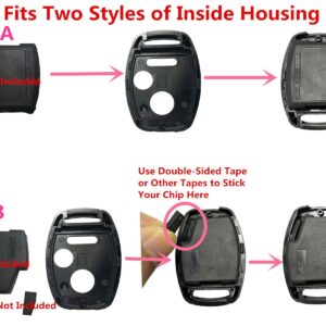 Horande No Cutting Replacement Key Fob Cover Case fit for Honda Pilot Civic 2008-2013 CR-V Accord Fit Odyssey Ridgeline CR-Z Keyless Entry Key Fob Shell