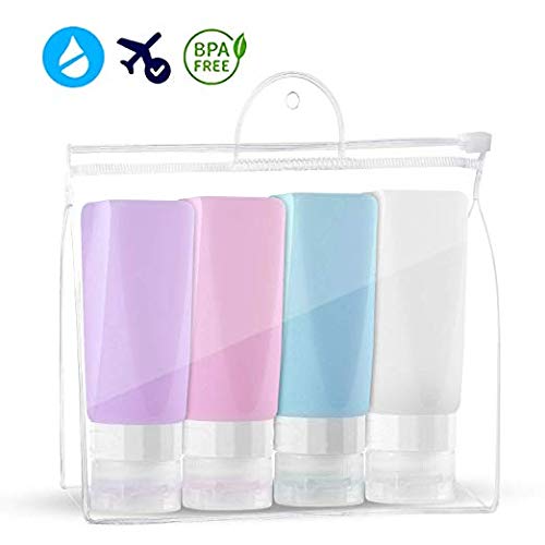 Travel Bottles Leak Proof,3 oz TSA Approved Silicone Squeezable, Refillable Containers Set for Toiletries Shampoo Conditioner Lotion