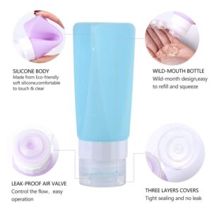 Travel Bottles Leak Proof,3 oz TSA Approved Silicone Squeezable, Refillable Containers Set for Toiletries Shampoo Conditioner Lotion