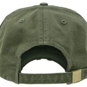 Funky Junque Distressed Baseball Cap Vintage Dad Hat - American Flag (Olive)