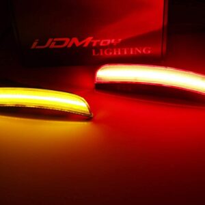 iJDMTOY 4pc Set Black-Out Dark Smoked Lens Amber Front & Red Rear Full LED Side Marker Lights Compatible With 2015-up Chrysler 300 (Total 180-SMD LED, Replace OEM Amber/Red Lens Sidemarkers)