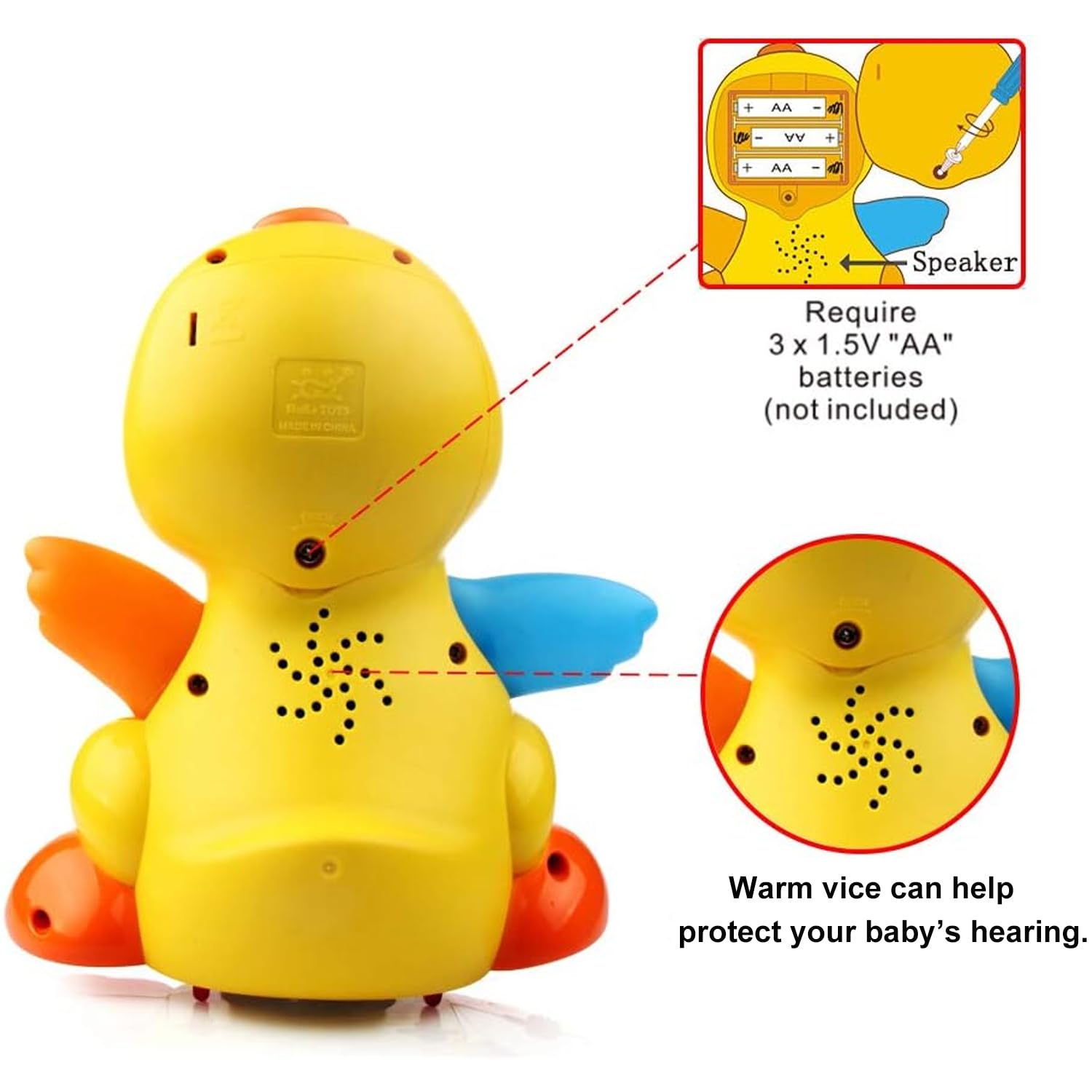 Yiosion Musical Flapping Yellow Duck Interactive Action Educational Learning Walking Light Up Dancing Toy for 1 Year Old Baby Toddler Infant